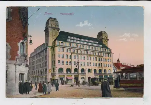 4300 ESSEN, Handelshof, Strassenbahn, Taxenr, belbte Szene, 20er Jahre