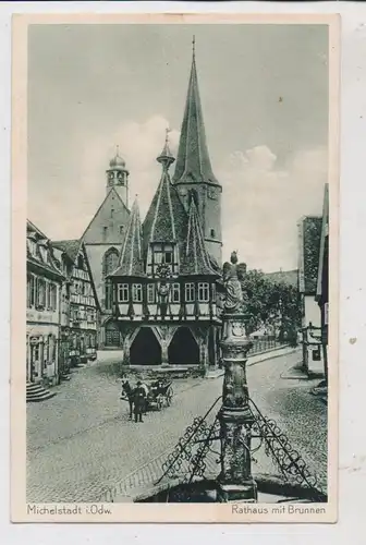 6120 MICHELSTADT, Rathaus mit Brunnen, Fuhrwerk, Verlag Peters - Wiesbaden