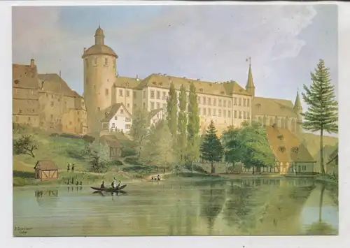 5900 SIEGEN, Unteres Schloß, Martinikirche und Mühlenweiher um 1850, nach Aquarell von Jakob Scheiner