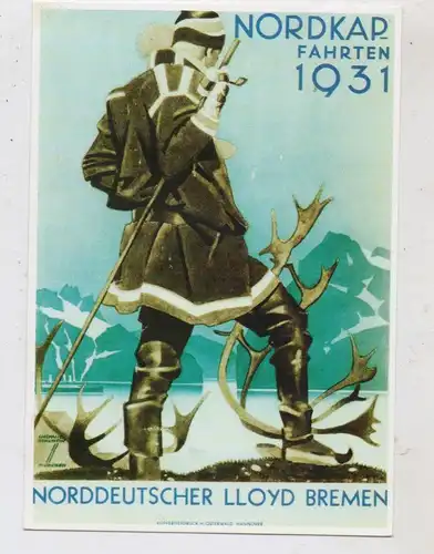 OZEANSCHIFF - NORDDEUTSCHER LLOYD BREMEN, Nordkapfahrten 1931, Werbeplakat Repro