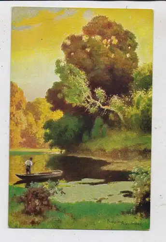KÜNSTLER - ARTIST - FRIDOLIN ALEXANDER, Angler am Teich