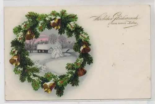 NEUJAHR - Winterszene im Blumenkranz, Meissner & Buch Serie 2360