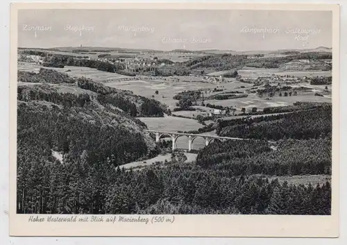 5439 BAD MARIENBERG, Bick auf den Ort und Oberwesterwald, 1961