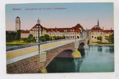 4330 MÜLHEIM / Ruhr, Schlossbrücke, Stadtbad, Rathausturm