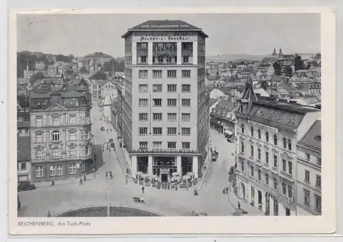 BÖHMEN & MÄHREN -  REICHENBERG / LIBEREC, Tuch - Platz, Grand Cafe Central, Nachkriegskarte