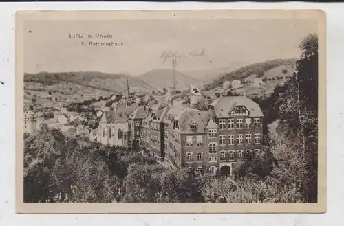 5460 LINZ, St. Antoniushaus, Rot - Kreuz - Fahne / Lazarett, 1914, Druckstelle