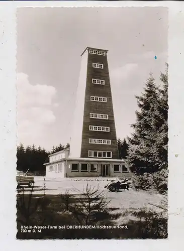 5942 KIRCHHUNDEM - OBERHUNDEM, Rhein - Weser  Turm, OPEL REKORD, Motorrad mit Beiwagen