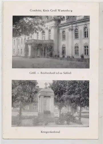 OBER - SCHLESIEN - GOSCHÜTZ / BIRAWA, Kriegerdenkmal / Schloß, Nachkriegskarte