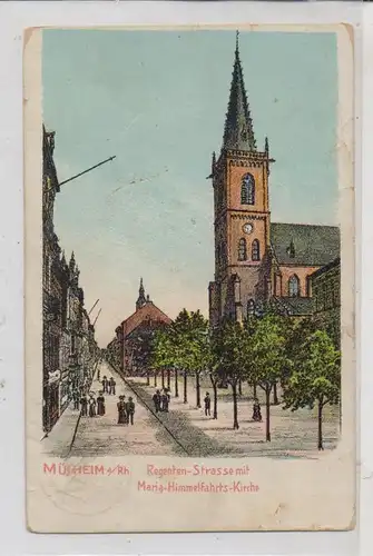 5000 KÖLN - MÜLHEIM, Regenten Strasse / Maria Himmelfahrts Kirche, 1902, Einriss