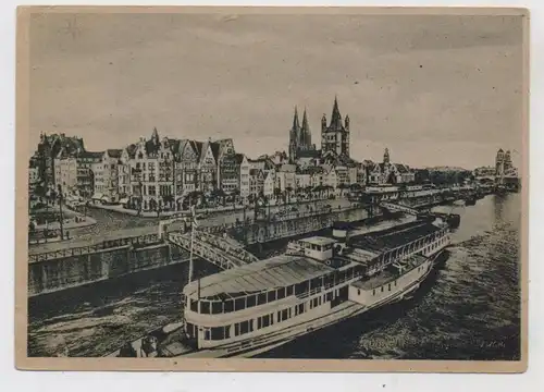 BINNENSCHIFFE - RHEIN, Köln-Düsseldorfer "MAINZ" am Kölner Anleger, 1950, Photo aus der Zeit vor 1940