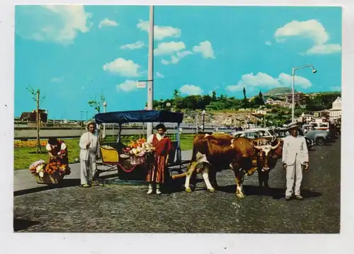 P 9000 FUNCHAL, Vendedeiras de flores e carro de bois