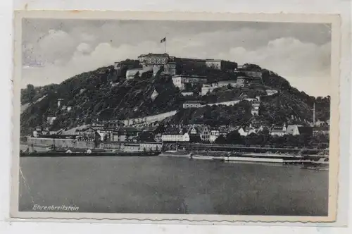 5400 KOBLENZ - EHRENBREITSTEIN, Festung mit NS - Beflaggung, 1942