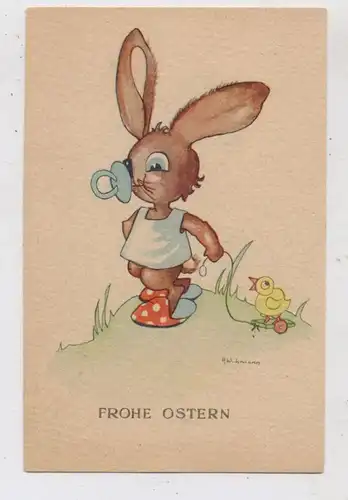 OSTERN - kleiner Schnuller - Hase mit Spielzeugente, Künstler A. Wichmann