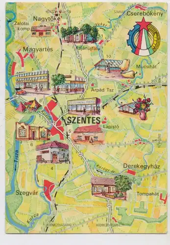 LANDKARTE / MAP,  SZENTES und Umgebung