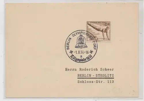 OLYMPIA - 1936 BERLIN,  Handstempel Olympisches Dorf