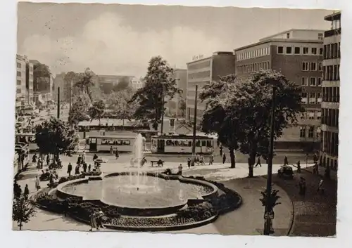 5000 KÖLN, Springbrunnen am Kaiser - Wilhelm - Ring / Ecke Christophstrasse, Strassenbahnen, 1957