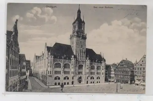 7000 STUTTGART, Neues Rathaus mit Umgebung, 1909