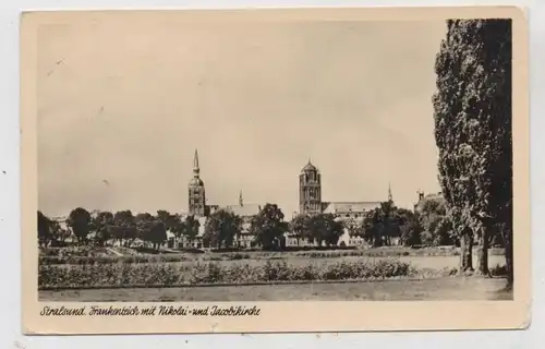0-2300 STRALSUND, Frankenteich, Nikolai- Jakobikirche, Stempel "Fordert Vernichtung von Atomwaffen!", 1955