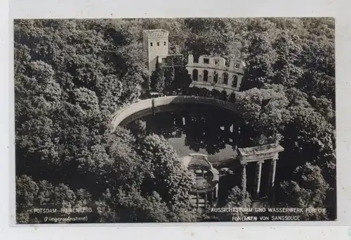 0-1500 POTSDAM - RUINENBERG, Aussichtsturm und Wasserwerk, Fliegeraufnahme