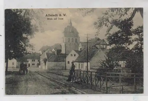 0-4702 ALLSTEDT, Strassenpartie, Fuhrwerk, Blick auf den Dom, Verlag Kaiser