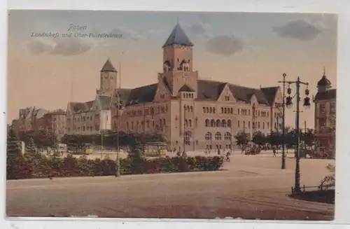 POSEN / POZNAN - Landschaft und Ober - Postdirektion, Strassenbahnen, Verlag evang. Vereins - Buchhandlung