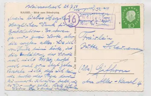 3432 GROSSALMERODE - WEISSENBACH, Postgeschichte, Landpoststempel 1959, seitl. Einriss in der AK