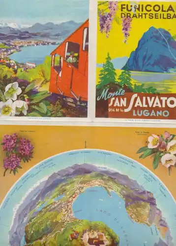 CH 6900 LUGANO TI, Faltfahrplan Funicolare Monte San Salvatore, 1955