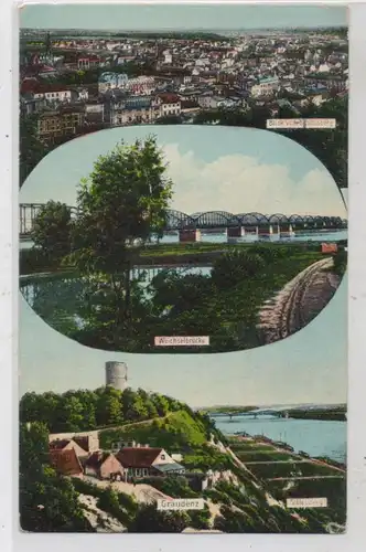 WESTPREUSSEN - GRAUDENZ / GRUDZIADZ, Schlossberg / Weichselbrücke, Blick vom Schlossberg, 1913