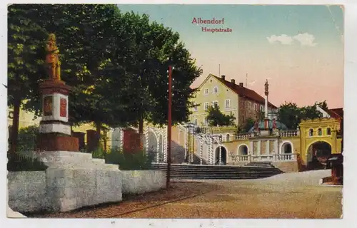 NIEDER - SCHLESIEN - ALBENDORF / WAMBIERZYCE, Hauptstrasse, Denkmal, Rand leicht berieben