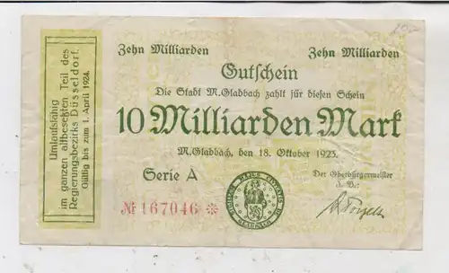 4050 MÖNCHENGLADBACH, Notgeld, 10 Milliarden 18.10.1923