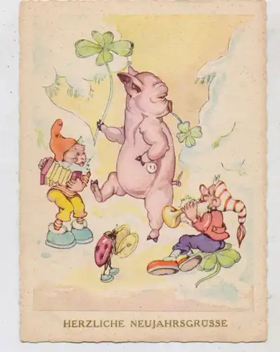 ZWERGE / Gnome / Dwarfs / Nani, Musizierende Zwerge und tanzendes Schwein