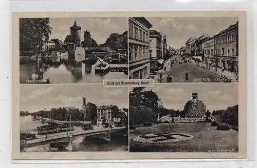 0-1800 BRANDENBURG, Adolf - Hitler - Brücke / Bismarckwarte  NS- Zeichen, Adolf - Hitler - Strasse, Steintorturm