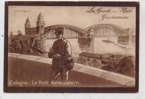 5000 KÖLN, Französische Besatzung, franz. Gendarm vor der Hohenzollernbrücke, 1924