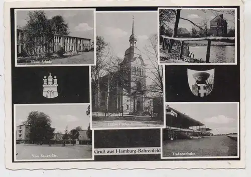 2000 HAMBURG - BAHRENFELD, Trabrennbahn, Am See, Lutherkirche, Von Sauer - Strasse, Neue Schule, Stadtwappen, 1962