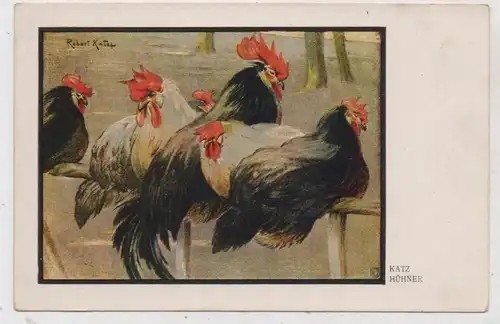 LANDWIRTSCHAFT - HÜHNER / Chicken, Künstler - Karte Robert Katz