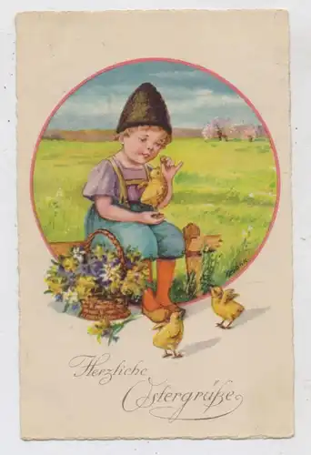OSTERN - Mädchen mit Küken, 1926, Künstler-Karte Elly Frank