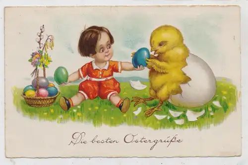 OSTERN - Kleinkind und schlüpfendes Küken, 1937