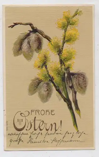 OSTERN - Weidenkätzchen, Präge-karte / embossed / relief, 1910