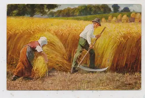 LANDWIRTSCHAFT - Getreideernte, Künstler-Karte, 1914