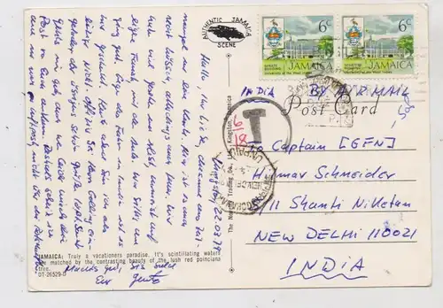 JAMAICA - postcard to India, TAX