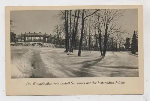 0-1500 POTSDAM, Wandelhallen Schloß Sanssouci, Mühle, im Schnee, 1943