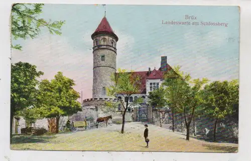 BÖHMEN & MÄHREN - BRÜX / MOST, Landeswarte am Schlossberg, Fuhrwerk, 1909