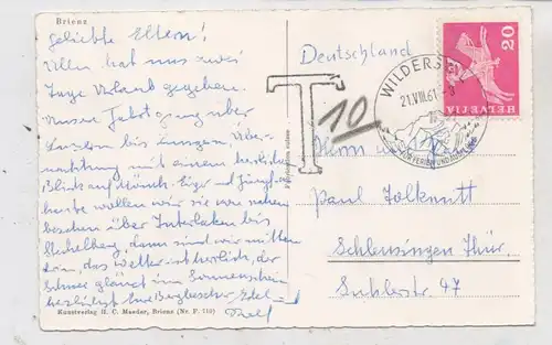CH 3855 BRIENZ BE, Ortsansicht mit Seeufer, 1961, Nachgebühr / Tax