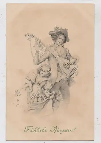 PFINGSTEN, Fröhliche Pfingsten !, Lautenspieler, Wiener Kunst Munk # 237