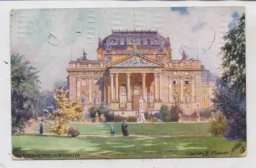6200 WIESBADEN, Königliches Hoftheater, Künstler-Karte Charles Flower, TUCK-Oilette, kl. Randmangel, 1911