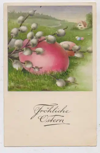 OSTERN - Bunte Ostereier und Weidenkätzchen, Feldpost