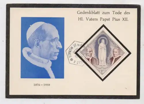 RELIGION - PÄPSTE, Gedenkblatt zum Tode des Hl. Vaters Papst Pius XII., 1958