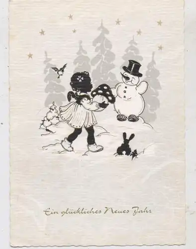 SCHNEEMANN / Snowman / Bonhomme de neige / Sneeuwpop, Neujahrskarte