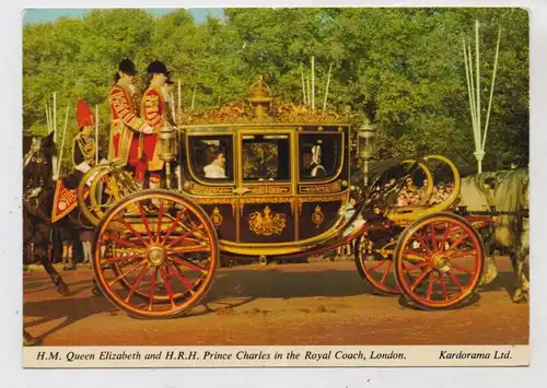 MONARCHIE - UK, Queen Elisabeth & Prince Charles  in the Royal Coach