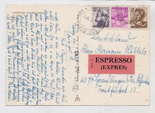 I 33084 LIGNANO SABBIADORO, La spiaggia, 1962, ESPRESSO / EXPRESS